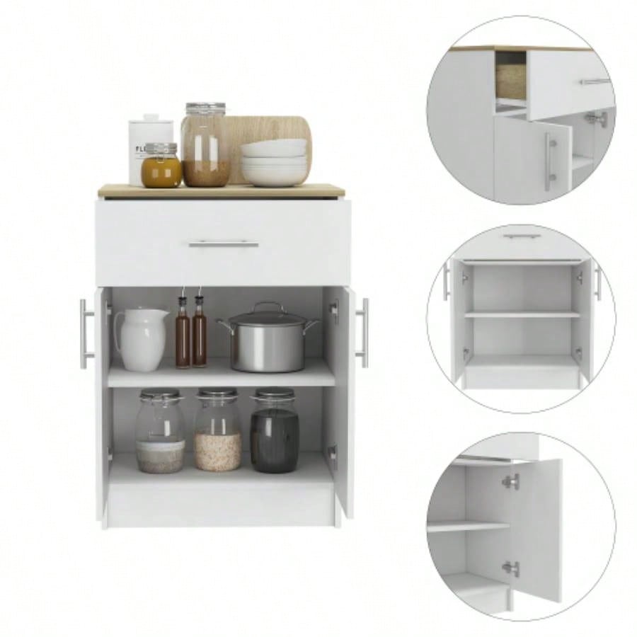 Oxford Pantry Cabinet, One Drawer, One Double Door Cabinet With Two Shelves