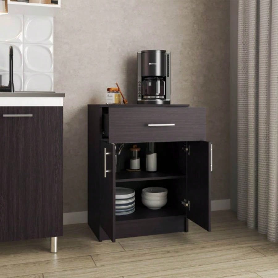 Pantry Organizer Cabinet 33 H, One Drawer, Two Interior Shelves, Two Doors