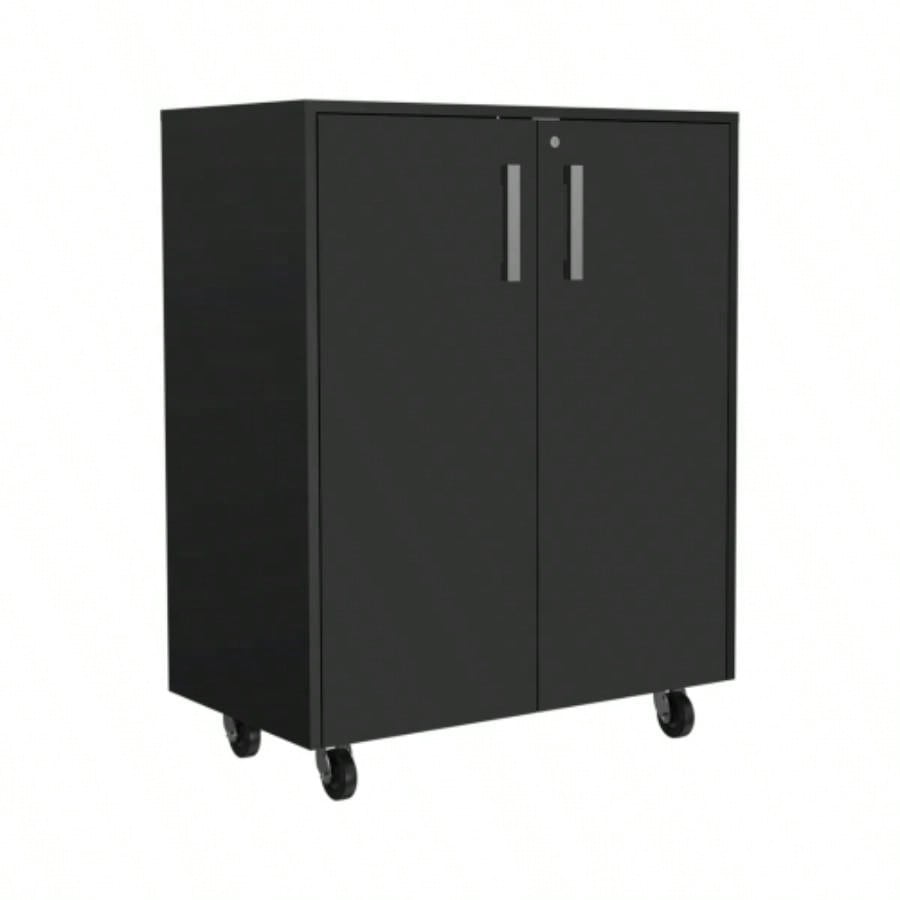 Lewis Storage Cabinet Base, Four Caster, Double Door Cabinet, Two Interior Shelves