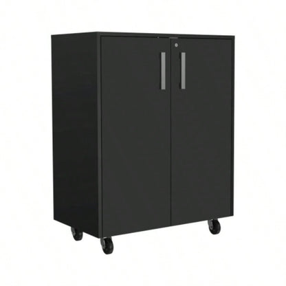 Lewis Storage Cabinet Base, Four Caster, Double Door Cabinet, Two Interior Shelves
