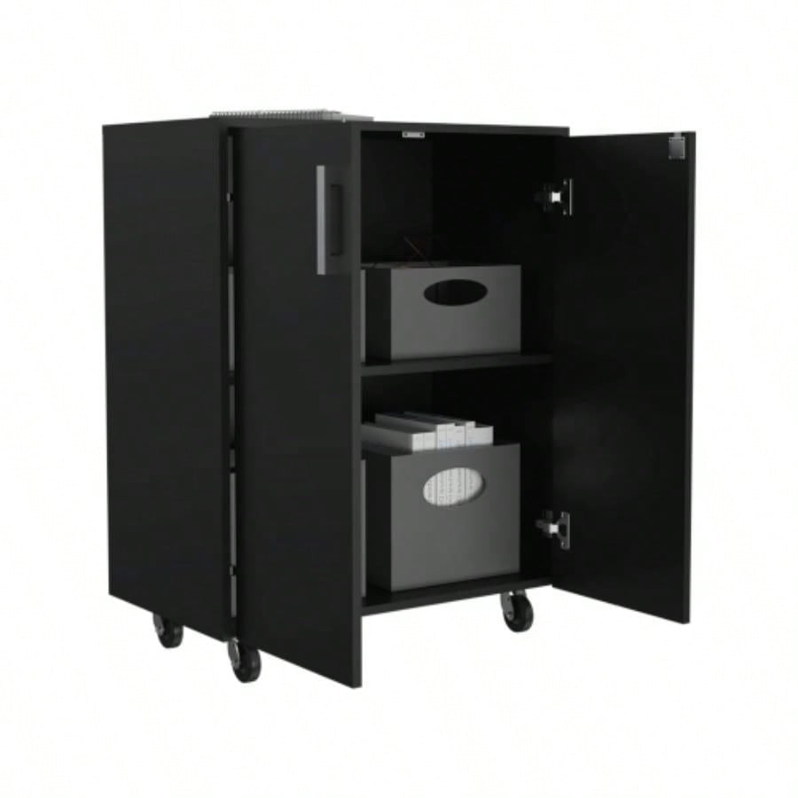 Lewis Storage Cabinet Base, Four Caster, Double Door Cabinet, Two Interior Shelves
