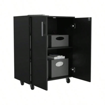 Lewis Storage Cabinet Base, Four Caster, Double Door Cabinet, Two Interior Shelves