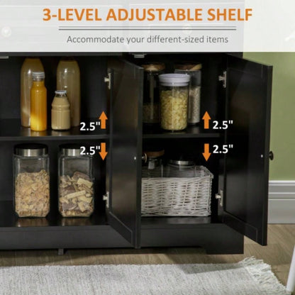 HOMCOM Sideboard Buffet Cabinet, Modern Kitchen Cabinet with 2 Drawers and Adjustable Shelves, Coffee Bar Cabinet, Black