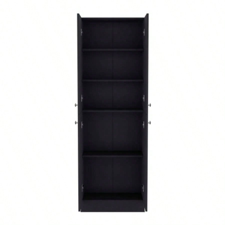 Kitchen Pantry 71 H, 4 Doors, 5 Adjustable Shelves, Laundry, Black