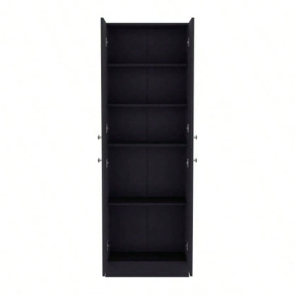 Kitchen Pantry 71 H, 4 Doors, 5 Adjustable Shelves, Laundry, Black