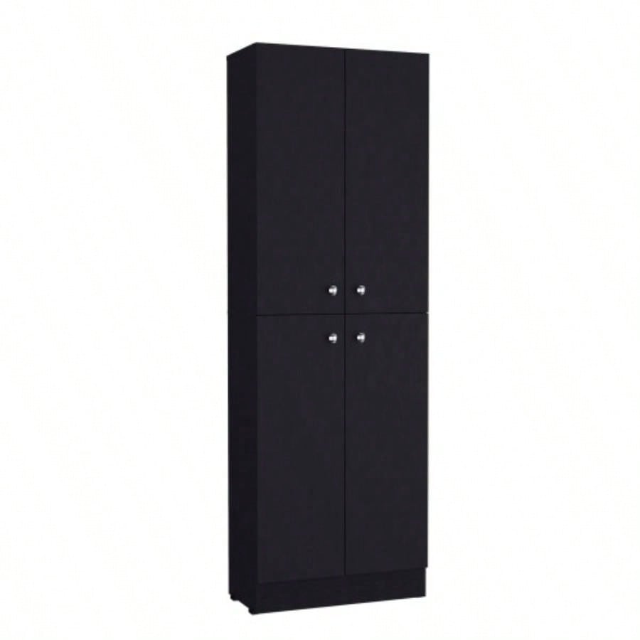 Kitchen Pantry 71 H, 4 Doors, 5 Adjustable Shelves, Laundry, Black