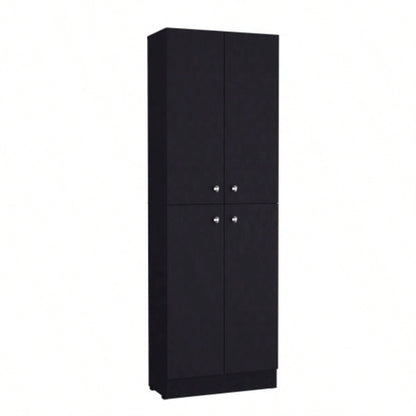Kitchen Pantry 71 H, 4 Doors, 5 Adjustable Shelves, Laundry, Black