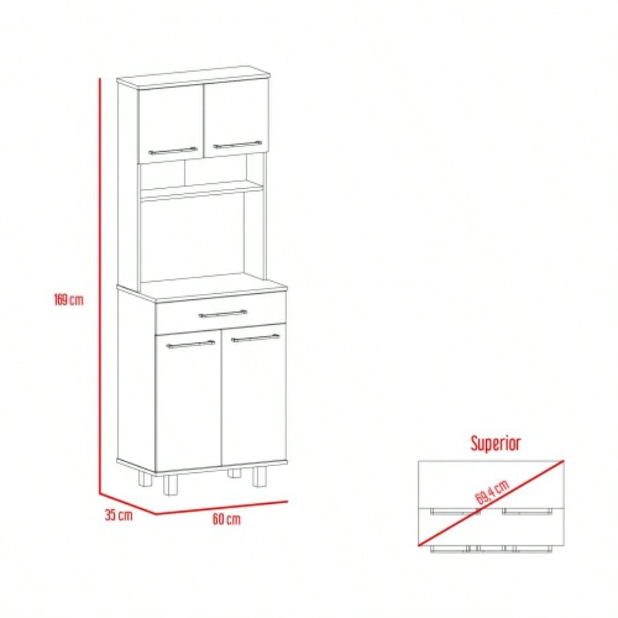 Bay Area Pantry, Two Door Cabinets, One Drawer, Four Adjustable Metal