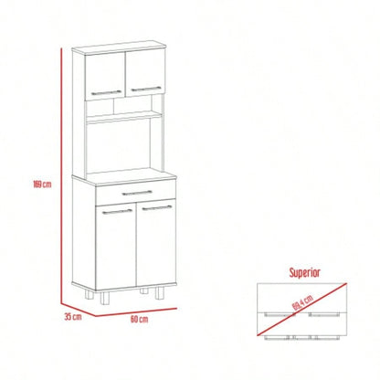 Bay Area Pantry, Two Door Cabinets, One Drawer, Four Adjustable Metal
