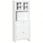HOMCOM Elegant Buffet with Hutch, Kitchen Pantry Storage Cabinet with Framed Glass Door Drawer and Microwave Space, White