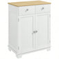 HOMCOM Sideboard with Solid Wood Countertop, Modern Kitchen Storage Cabinet, Coffee Bar Cabinet with 2 Drawers, Doors and Adjustable Shelf, Distressed White