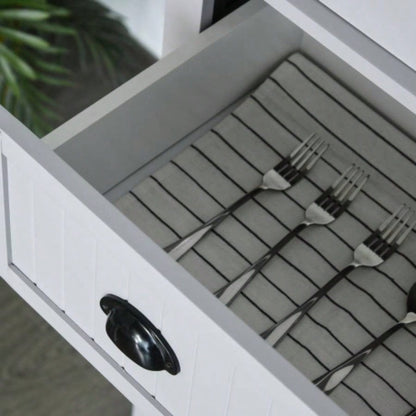 HOMCOM 72 Kitchen Pantry Storage Cabinet, Traditional Freestanding Cabinet with 4 Doors and 3 Adjustable Shelves, Large Central Drawer, Beadboard, Gray