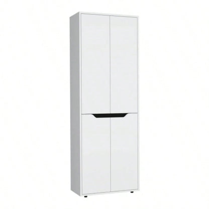 67H Kitchen Storage Cabinet, with Four Doors and Five Interior Shelves, White/Black