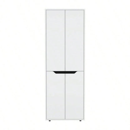67H Kitchen Storage Cabinet, with Four Doors and Five Interior Shelves, White/Black