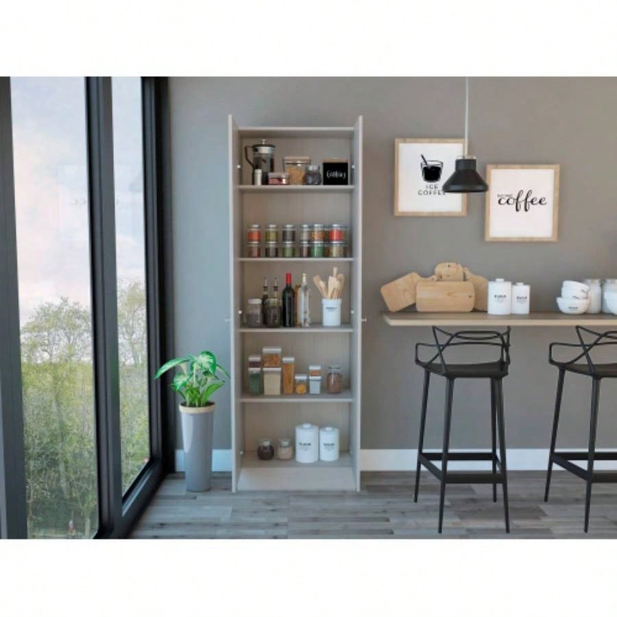 Virginia Double Door Storage Cabinet, Five Shelves