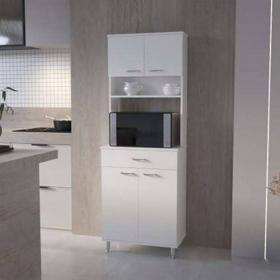 Santa Maria 1 - Drawer 1 - Shelf Area Pantry with Adjustable Metal White