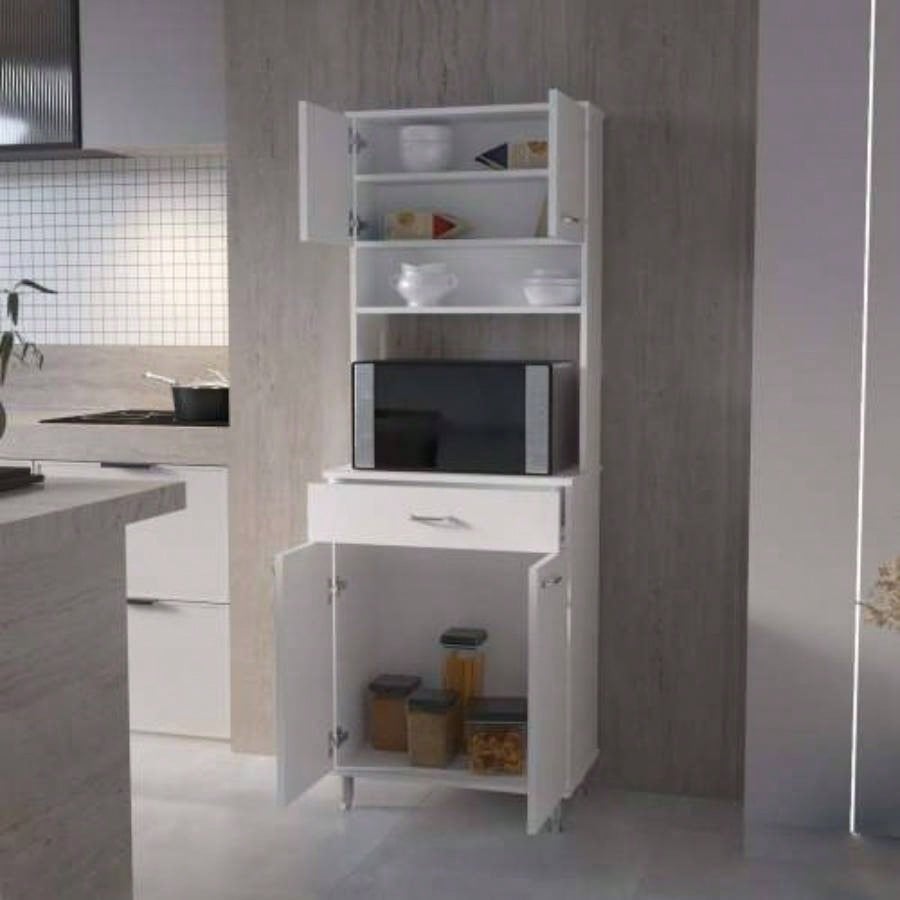 Santa Maria 1 - Drawer 1 - Shelf Area Pantry with Adjustable Metal White