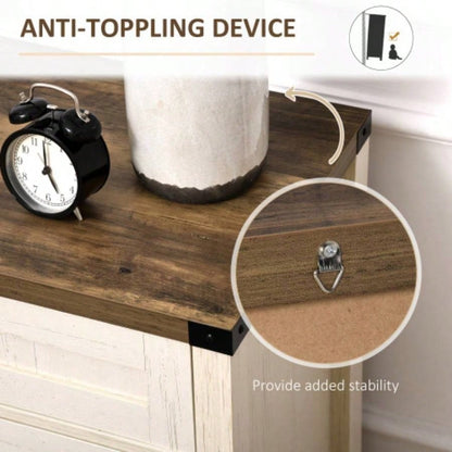 HOMCOM Farmhouse Sideboard Buffet Cabinet, Rustic 2 Barn Doors Kitchen Cabinet, Accent Cabinet with Storage Living Room, White