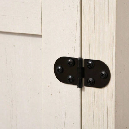 HOMCOM Farmhouse Sideboard Buffet Cabinet, Rustic 2 Barn Doors Kitchen Cabinet, Accent Cabinet with Storage Living Room, White