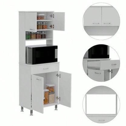 Santa Maria 1 - Drawer 1 - Shelf Area Pantry with Adjustable Metal White