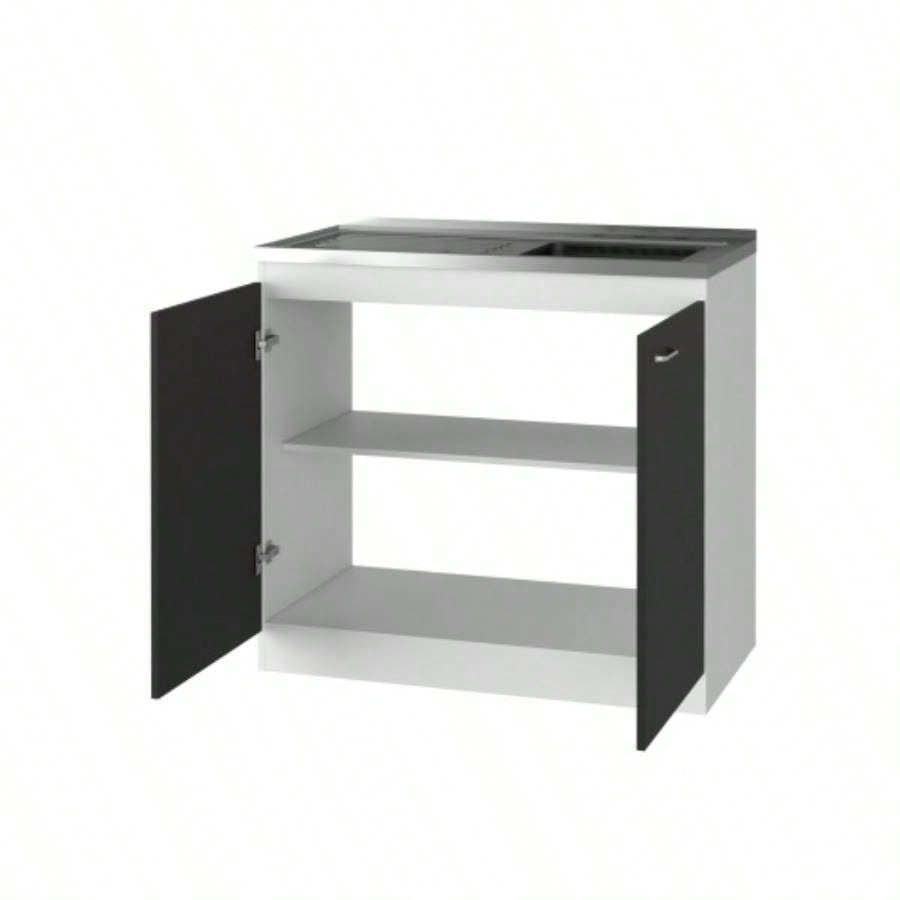 Utility Sink, Double Door Cabinet, Stainless Steel Countertop