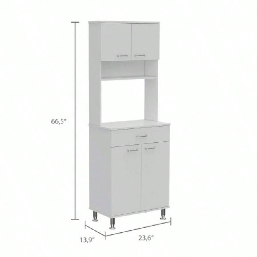 Santa Maria 1 - Drawer 1 - Shelf Area Pantry with Adjustable Metal White