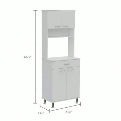 Santa Maria 1 - Drawer 1 - Shelf Area Pantry with Adjustable Metal White