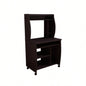 Microwave cart computer cart utility cart with hutch shelves spice rack mobile on locking castors red cocoa espresso