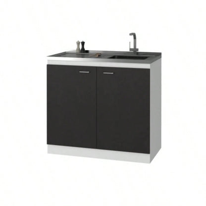 Utility Sink, Double Door Cabinet, Stainless Steel Countertop