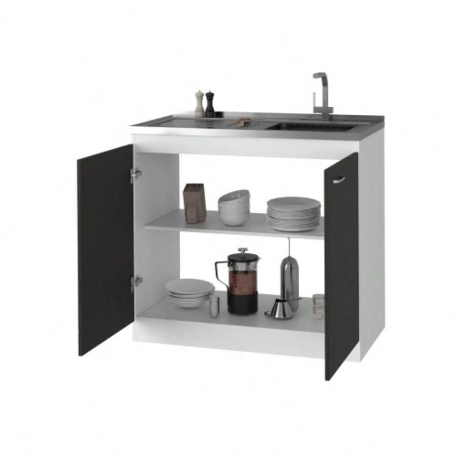 Utility Sink, Double Door Cabinet, Stainless Steel Countertop