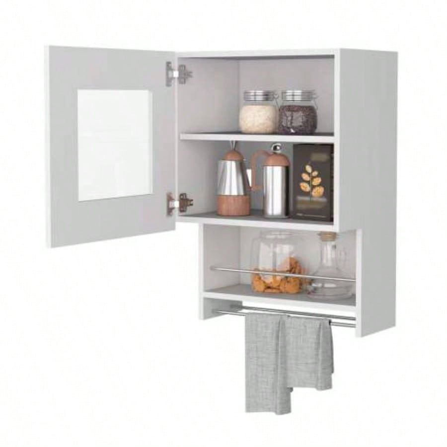 Florence Kitchen Wall Cabinet, Spice and Towel Rack