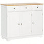 HOMCOM Sideboard with Solid Wood Countertop, Modern Kitchen Storage Cabinet, Coffee Bar Cabinet with 3 Drawers, Doors and Adjustable Shelf, White