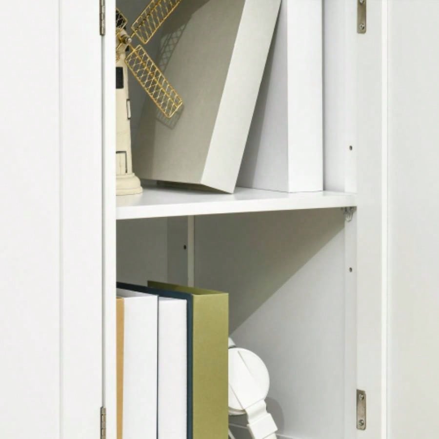 HOMCOM Sideboard with Solid Wood Countertop, Modern Kitchen Storage Cabinet, Coffee Bar Cabinet with 3 Drawers, Doors and Adjustable Shelf, White