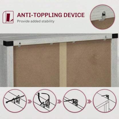 HOMCOM Sideboard Buffet Cabinet with Storage Drawer, Modern Farmhouse Kitchen Cabinet with 2 Barn Doors, Coffee Bar Cabinet, Gray