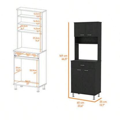 Bay Area Pantry, Two Door Cabinets, One Drawer, Four Adjustable Metal