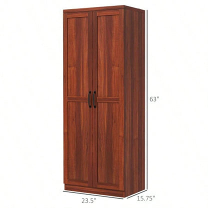 HOMCOM 63 2 - Door Kitchen Pantry, Freestanding Storage Cabinet with 5 - tier Shelving and 2 Adjustable Shelves Dining Room, Tan