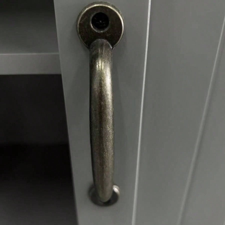 HOMCOM 48.5 Kitchen Pantry Cabinet, Compact Farmhouse Storage Cabinet Organizer with 2 Adjustable Shelves and 4 Beadboard Doors Dining Room, Gray