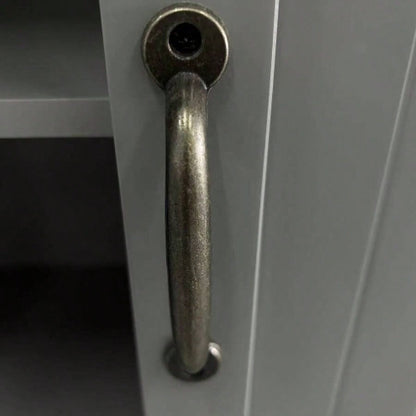 HOMCOM 48.5 Kitchen Pantry Cabinet, Compact Farmhouse Storage Cabinet Organizer with 2 Adjustable Shelves and 4 Beadboard Doors Dining Room, Gray