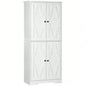 HOMCOM 70.75 Farmhouse Kitchen Pantry Cabinet, Freestanding Tall Storage Cabinet with 4 Barn Doors and Adjustable Shelves Dining Room, White
