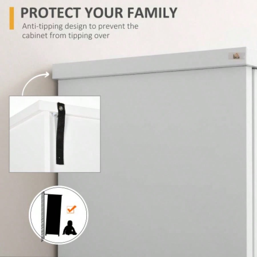 HOMCOM 70.75 Farmhouse Kitchen Pantry Cabinet, Freestanding Tall Storage Cabinet with 4 Barn Doors and Adjustable Shelves Dining Room, White