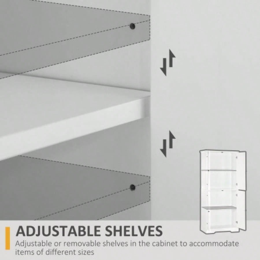 HOMCOM 70.75 Farmhouse Kitchen Pantry Cabinet, Freestanding Tall Storage Cabinet with 4 Barn Doors and Adjustable Shelves Dining Room, White