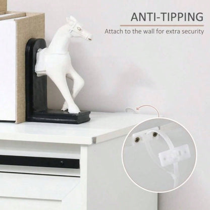 HOMCOM 68 Kitchen Pantry Storage Cabinet with Charging Station, 2 Tilt Out Trash Cabinets and Microwave Stand, Freestanding Kitchen Hutch with Glass Doors and Adjustable Shelf, White