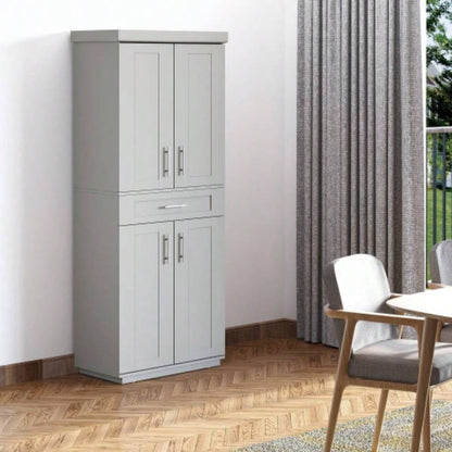 HOMCOM Modern Kitchen Pantry Freestanding Cabinet Cupboard with Doors and Drawer, Adjustable Shelving,