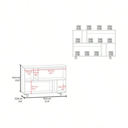 Console Table Cart, 5 Shelves, 4 Casters