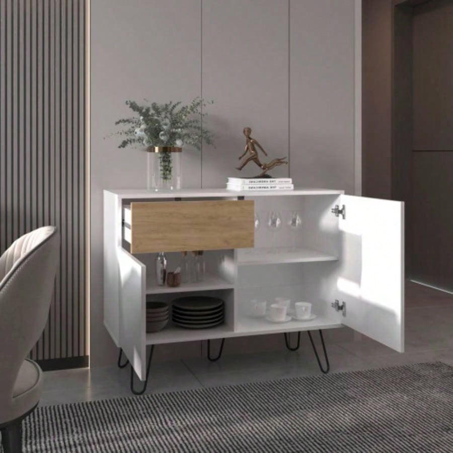 Sideboard, 2 Doors, 1 Drawer, 4 Shelves