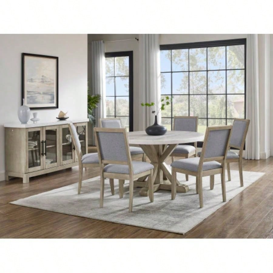 Csrena - Lighted White Marble Sideboard - Brown