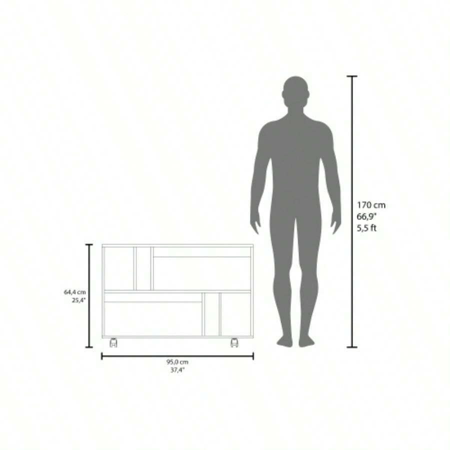 Console Table Cart, 5 Shelves, 4 Casters