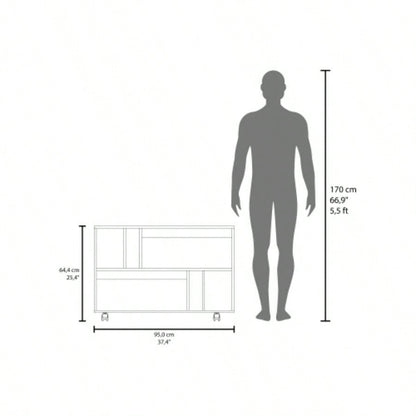 Console Table Cart, 5 Shelves, 4 Casters