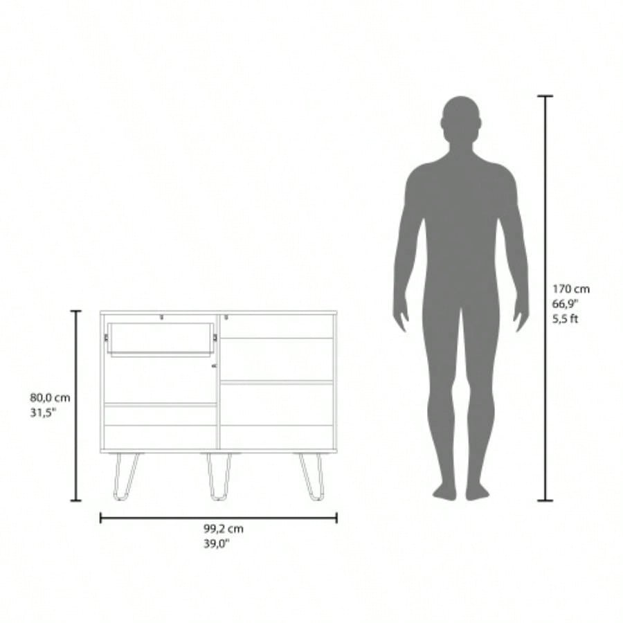Sideboard, 2 Doors, 1 Drawer, 4 Shelves