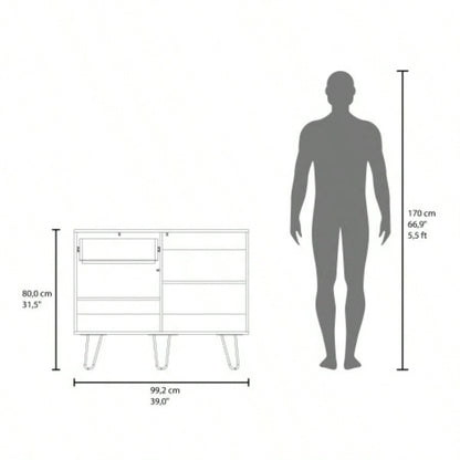 Sideboard, 2 Doors, 1 Drawer, 4 Shelves